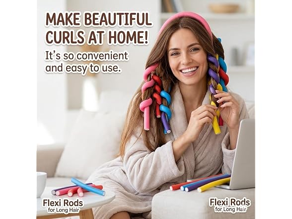 Pinkiou Flexi Rods Heatless Curlers 30 Count