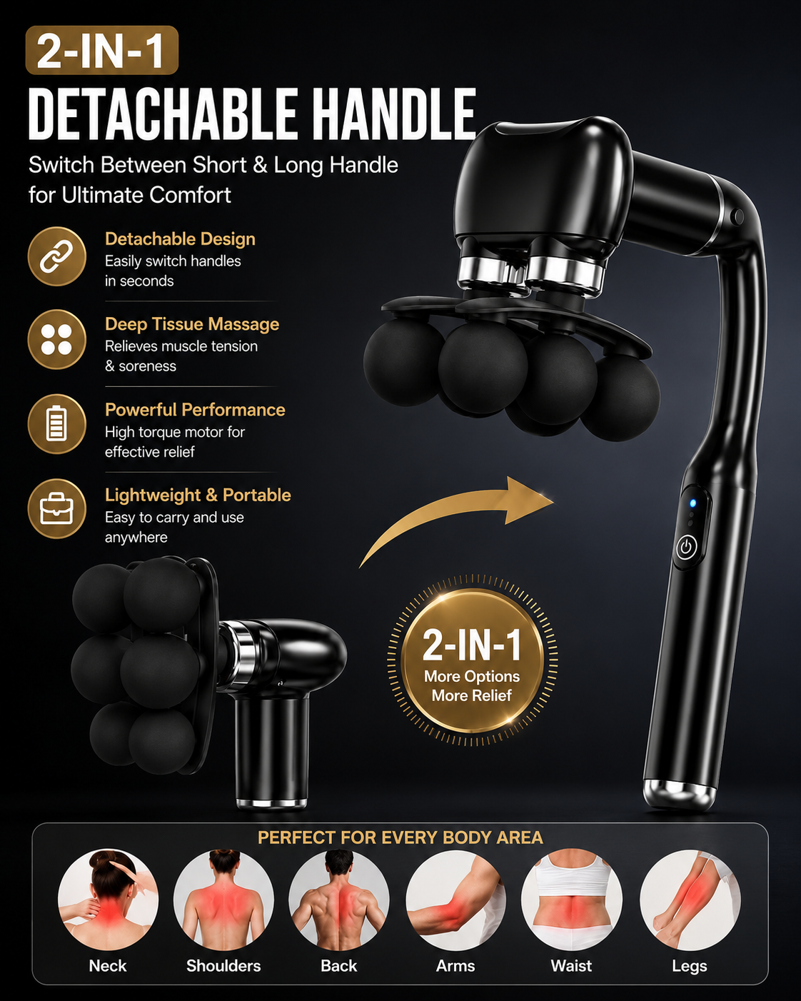 6 Head Massage Gun w/ Handle - Gallery 6