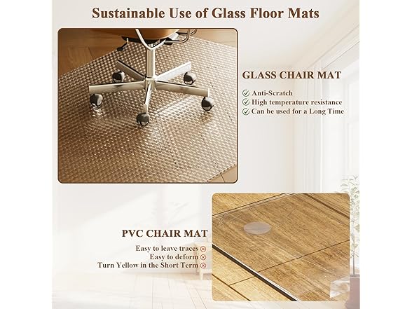 VETROUVE 46" x 36" Glass Chair Mat