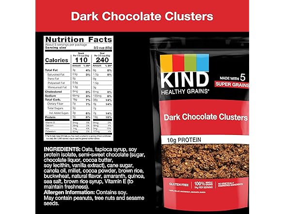 Kind Healthy Grains Granola, Dark Chocolate Clusters