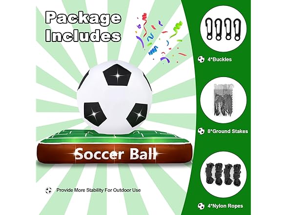 Popblow 6Ft Tall 8Ft Long Giant Inflatable Soccer Ball