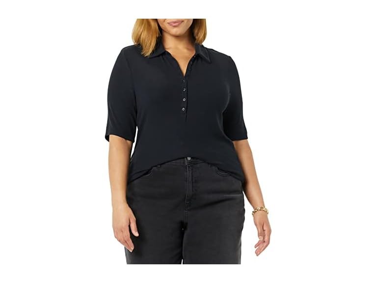 Daily Ritual Womens Fine Rib Polo Shirt - Gallery 8