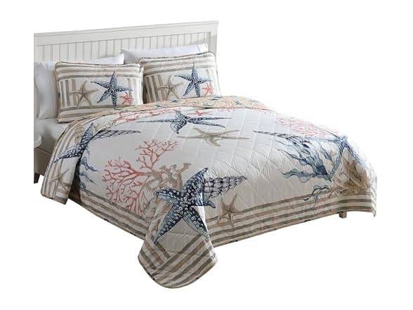 CARIBBEAN JOE Coastal 3-Piece Quilt Set, King