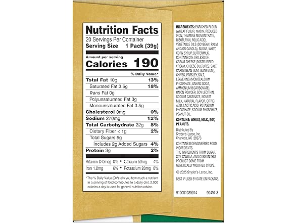 20PK Lance Sandwich Crackers, Cream Cheese & Chives