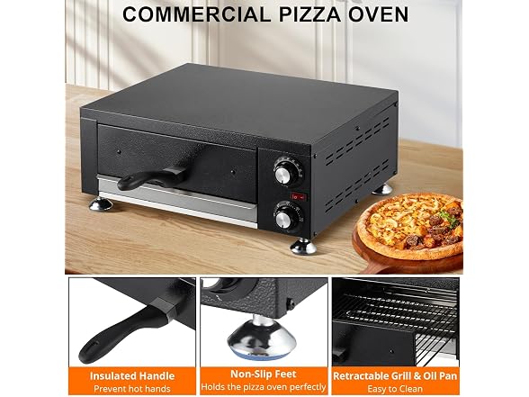 1100W Commercial Countertop Pizza Oven, 12 Inch 