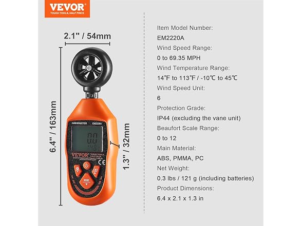 Portable Anemometer, 14-113 Degrees