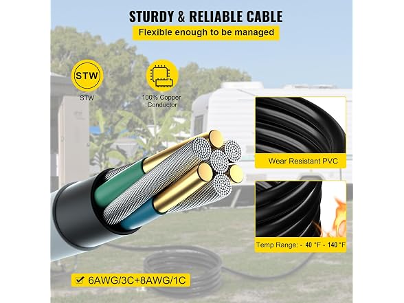 50FT Generator Power Cord 50-Amp 125/250-volt