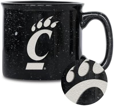Rico Industries NCAA Cincinnati Bearcats Speckle 12oz Laser Engraved Campfire Mug