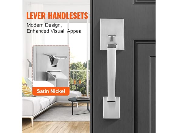 VEVOR Front Door Handle, Satin Nickel