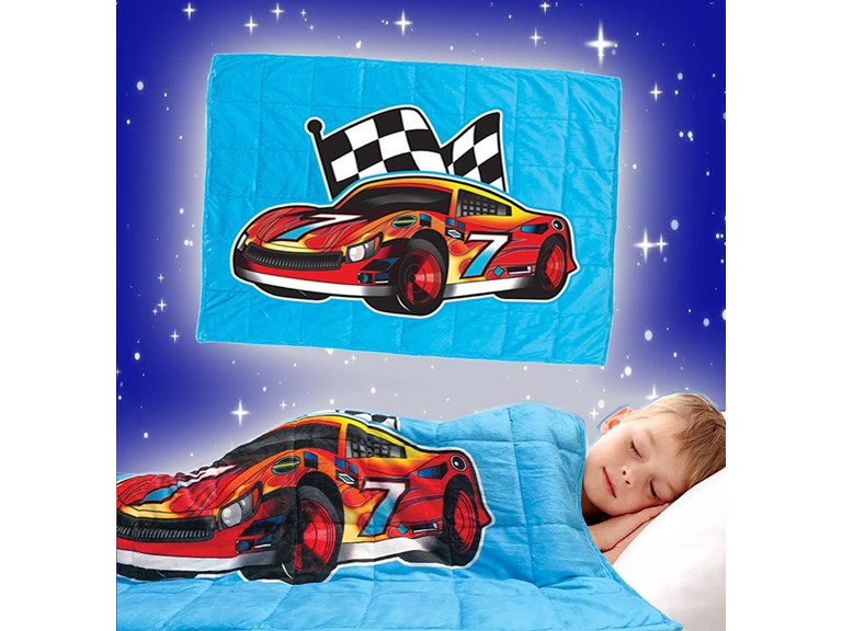 Bell + Howell NB-2838 1-Pack Multi-PK Kids Weighted Race Car Blanket 