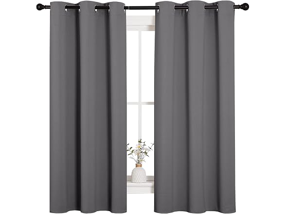 NICETOWN Grey Blackout Curtain 42"W x 63"L