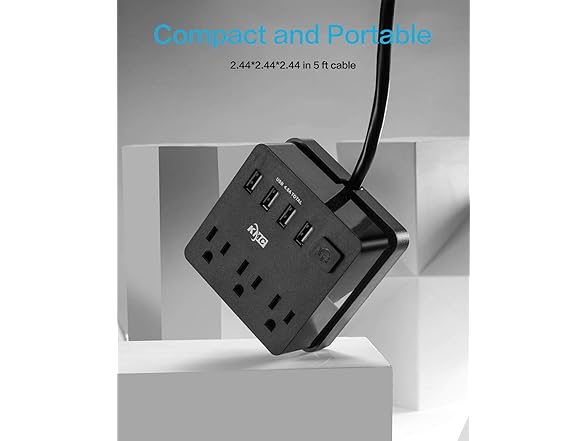 KMC 3-Outlet Travel Power Strip w/ USB Ports