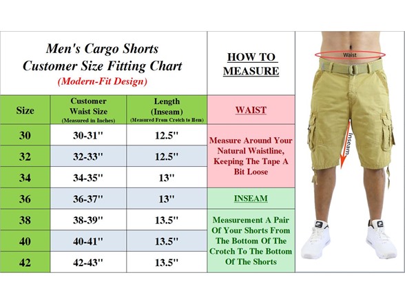 2Pk Mens Belted Cargo Utility Shorts