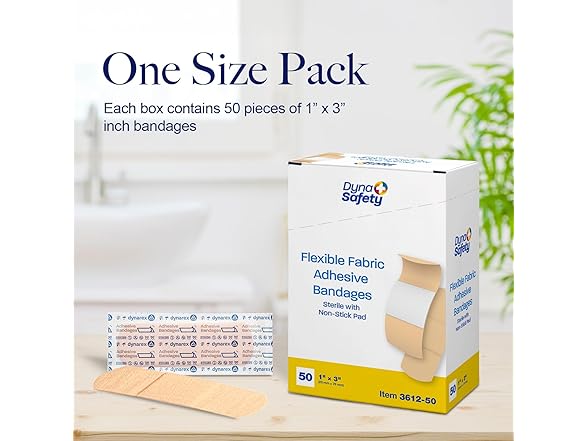 Dynarex Sterile Fabric Bandages 1x3, 50ct