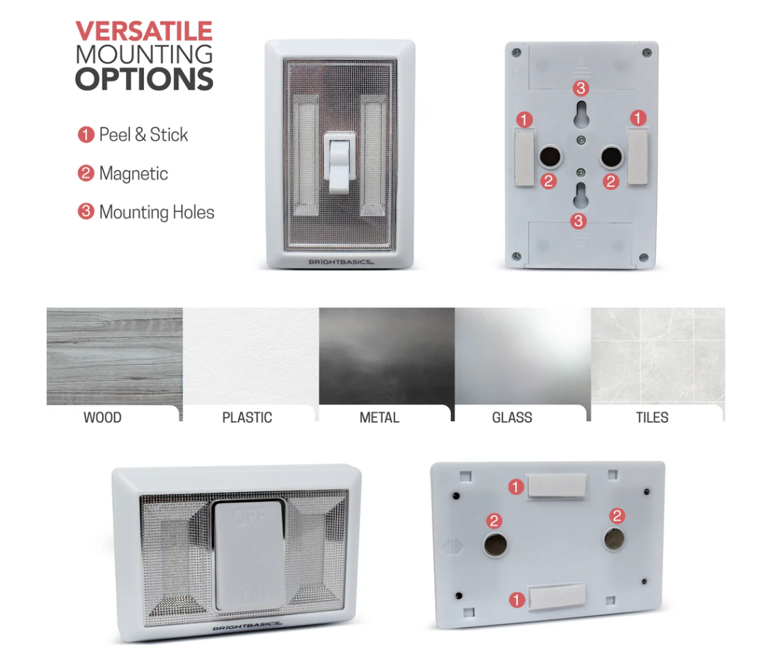 Aduro 2Pk Universal Wireless LED Portable Light Switch - Gallery 12