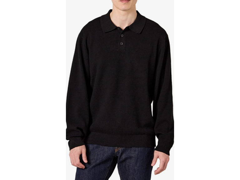Amazon Essentials Men's Relaxed-Fit Knit Polo Sweater, Black, XX-Large
