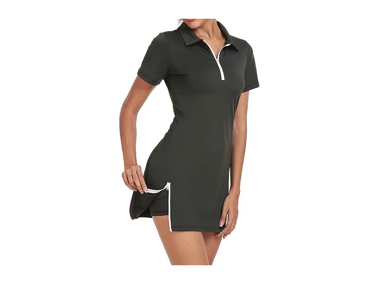 GGOV Womens Two Piece Tennis Golf Dress UPF 50+ Active Athletic Exercise Sports Wear Dresses for Women with Pocket Separate Shorts Black Grey