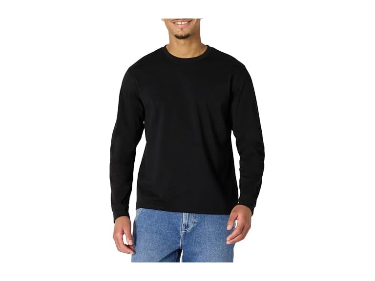 Amazon Essentials Men's Heavyweight Relaxed Fit Long Sleeve T-Shirt, Black, XX-Large