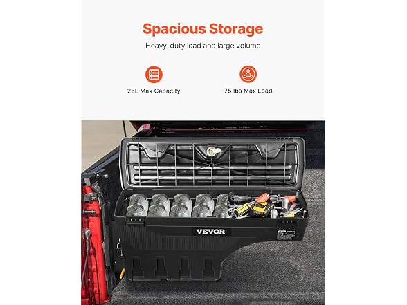 Truck Bed Storage Box, Lockable Lid 2019-2021
