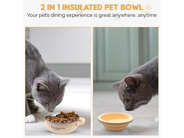 HANARA 2-in-1 Insulated Dog Bowl