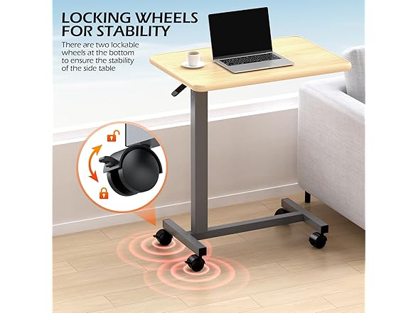 Adjustable Overbed Table with Wheels