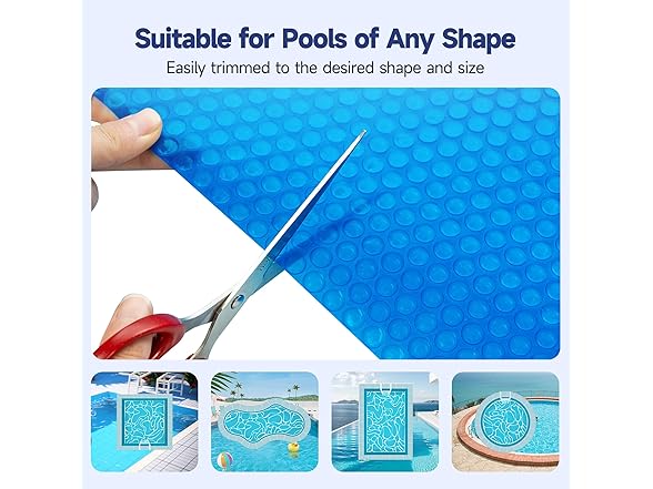 Pool Solar Cover, 12 x 24 ft Durable 16 mil Pool Covers for Inground & Above Ground Pools, Solar Pool Heater, Rectangle Solar Blanket with Bubbles, Blue (Open Box)