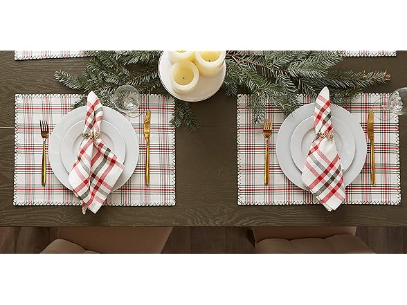 DII Jolly Christmas Tree Reversible Placemat Set