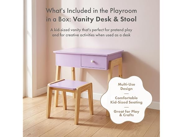 Humble Crew Kids Vanity Set with Mirror and Stool, Toddler Vanity