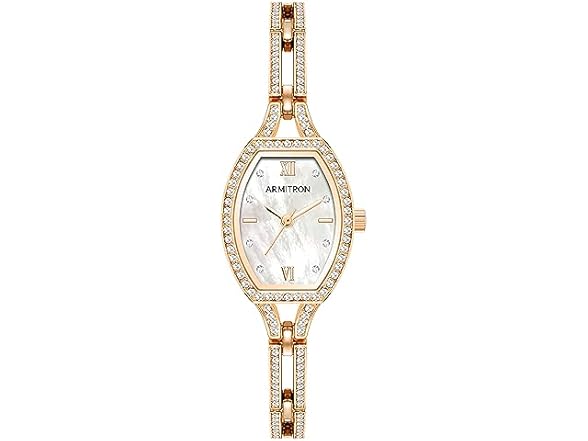 Armitron Women's Rose Gold-Tone Mother of Pearl Dial Crytal Accented Bracelet Watch, 75/5902MPRG (Open Box)