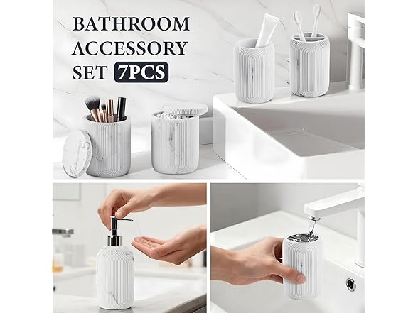 Z ZONAMA White Resin Bathroom Accessories Set