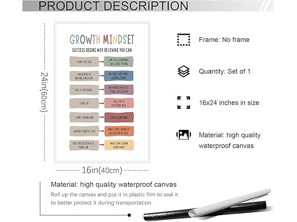 ogyormpi Growth Mindset Mental Wall Art