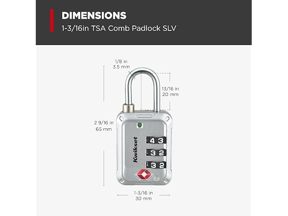 Kwikset TSA Approved Luggage Lock, 3-Digit, 4pk