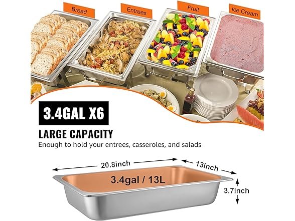 VEVOR 6 Pack Hotel Pans