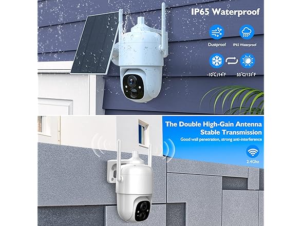 Allweviee Security Cameras Wireless Outdoor, 2K 3MP Pan Tilt 355° View IP65 Waterproof Rechargeable Battery Powered PTZ WiFi Solar Camera with PIR, Color Night Vision,2-Way Talk,Cloud/SD (Open Box)