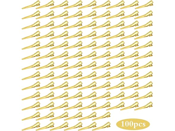 100pcs 1.4 Inches (3.5 cm) Golden Single Prong Curl Clips