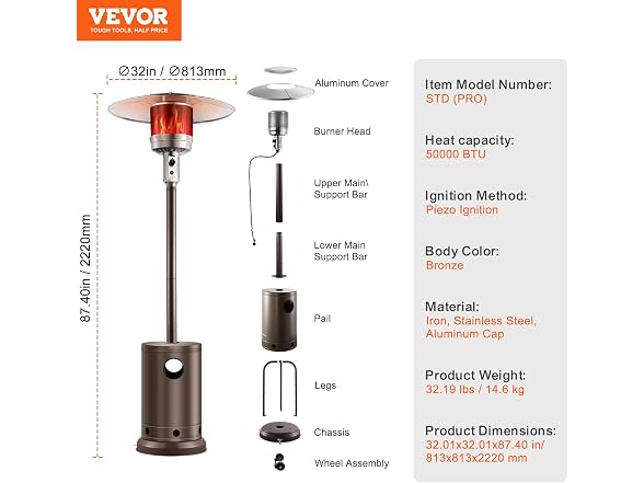 50000BTU Propane Patio Heater for