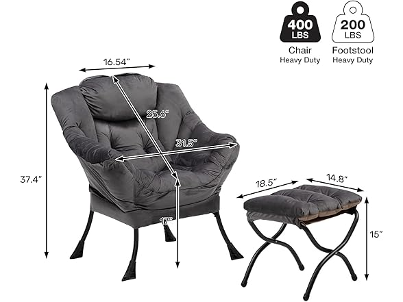 Lazy Chair with Foldable Ottoman