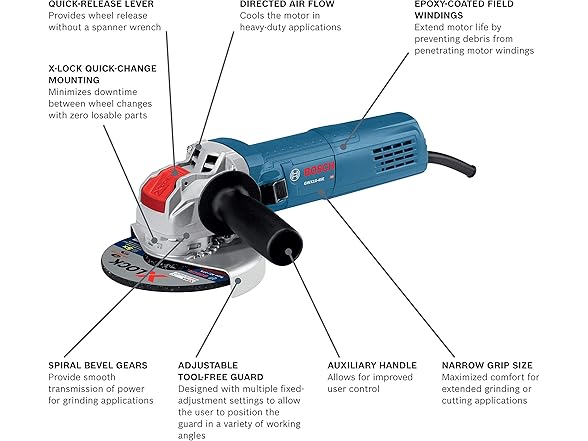 Bosch GWX10-45E-RT 4.5 Inch X Lock Angle Grinder