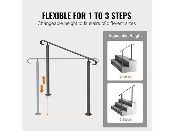 Handrails for Outdoor Steps, Fit 2 or Picket