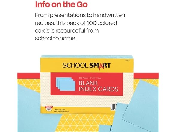 School Smart Index Cards Blue 100ct