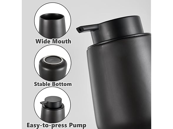 12oz Black Ceramic Soap Dispenser