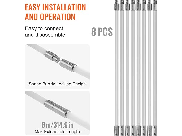 26 Feet Chimney Sweep Kit, w/ 8Reinforced Nylon
