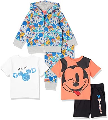Amazon Essentials Disney | Marvel | Star Wars Toddler Boys' Outfit Sets (Previously Spotted Zebra), Pack of 5, Mickey Jumble, 2T