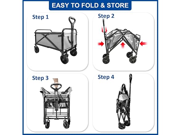 SAILARY Collapsible Foldable Wagon, Gray