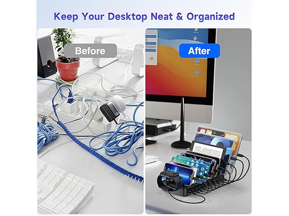 MERGROLY 320W 10-Port Multi-Device Charger