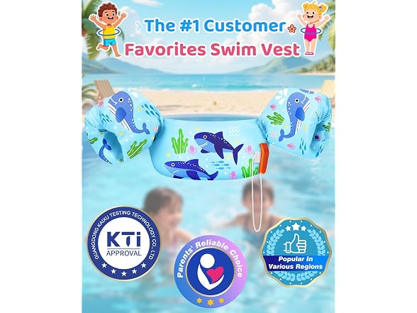 HeySplash Swim Vest for Kids 22-55 Lbs