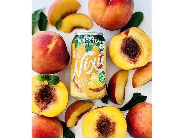Nixie Sparkling Water, Peach Black Tea, 12 oz.