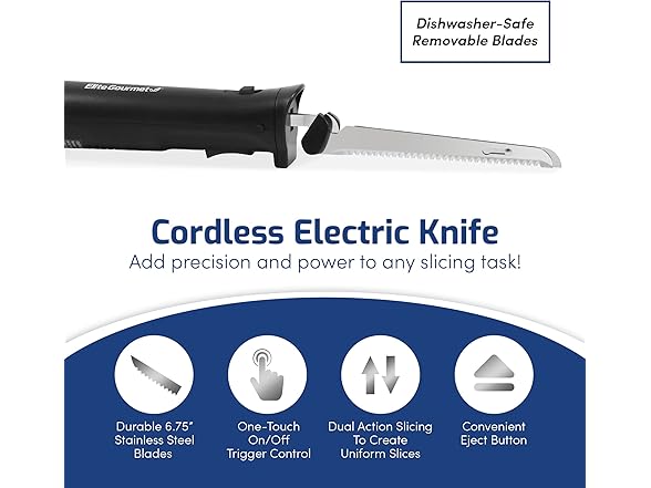 Elite Gourmet EK9810 Cordless Rechargeable Electric Knife