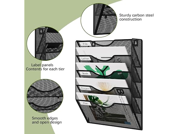 Wall File Organizer 5 Tier Hanging