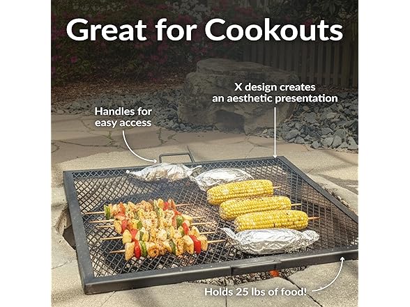 Sunnydaze Square Fire Pit Grill Grate - Campfire Grill Grate Over Fire Pit